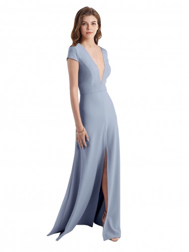 Stretch Crepe V-Neck Long Cap Sleeves Prom Dress / Bridesmaid Dress Norwich