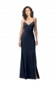 Open Back Dark Navy Stretch Crepe Spaghetti Straps Long Sleeveless Formal Evening Gown / Prom Dress / Bridesmaid Dress Norwich