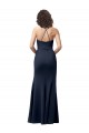 Open Back Dark Navy Stretch Crepe Spaghetti Straps Long Sleeveless Formal Evening Gown / Prom Dress / Bridesmaid Dress Norwich