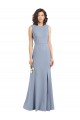 Keyhole Back Stretch Crepe Boat Neck Long Sleeveless Bridesmaid Dress Norwich