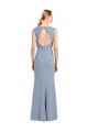 Keyhole Back Stretch Crepe Boat Neck Long Sleeveless Bridesmaid Dress Norwich