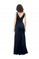V-Back Dark Navy Stretch Crepe V-Neck Long Sleeveless Formal Dress / Bridesmaid Dress Norwich