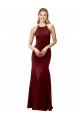 Open Back Burgundy Gold Stretch Crepe Halter Neck Long Sleeveless Formal Evening Gown / Prom Dress / Bridesmaid Dress Norwich