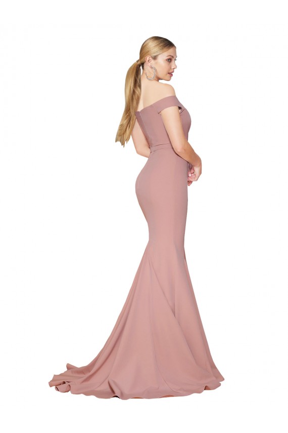 Stretch Crepe Off the Shoulder Sweep Train Sleeveless Formal Evening Gown / Prom Dress / Bridesmaid Dress Norwich