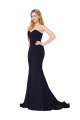 Dark Navy Stretch Crepe Sweetheart Sweep Train Sleeveless Formal Evening Gown / Prom Dress / Bridesmaid Dress Norwich