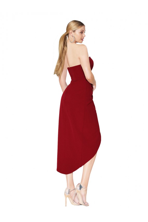 Stretch Crepe Sweetheart Knee Length Sleeveless High Low Evening Gown / Prom Dress / Bridesmaid Dress Norwich