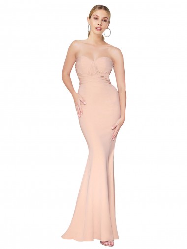 Nude Stretch Crepe Sweetheart Long Sleeveless Formal Dress / Bridesmaid Dress Norwich