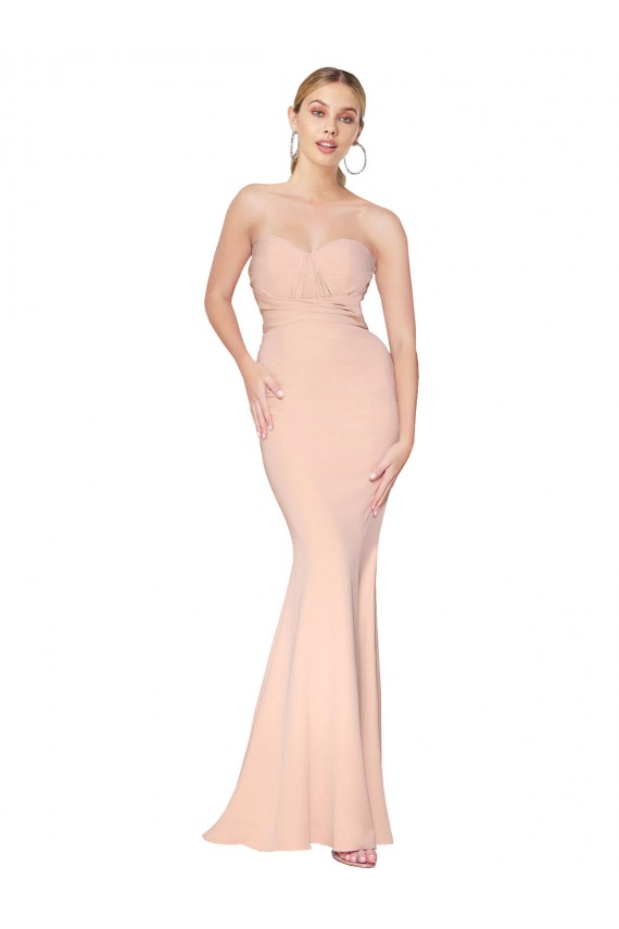 Nude Stretch Crepe Sweetheart Long Sleeveless Formal Dress / Bridesmaid Dress Norwich