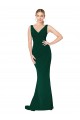 Midnight Green Stretch Crepe V-Neck Long Sleeveless Formal Evening Gown / Prom Dress / Bridesmaid Dress Norwich