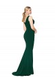 Midnight Green Stretch Crepe V-Neck Long Sleeveless Formal Evening Gown / Prom Dress / Bridesmaid Dress Norwich