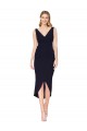 Stretch Crepe V-Neck Knee Length Sleeveless High Low Evening Gown / Prom Dress / Bridesmaid Dress Norwich