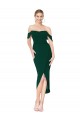 Stretch Crepe Off the Shoulder Knee Length Sleeveless High Low Evening Gown / Prom Dress / Bridesmaid Dress Norwich