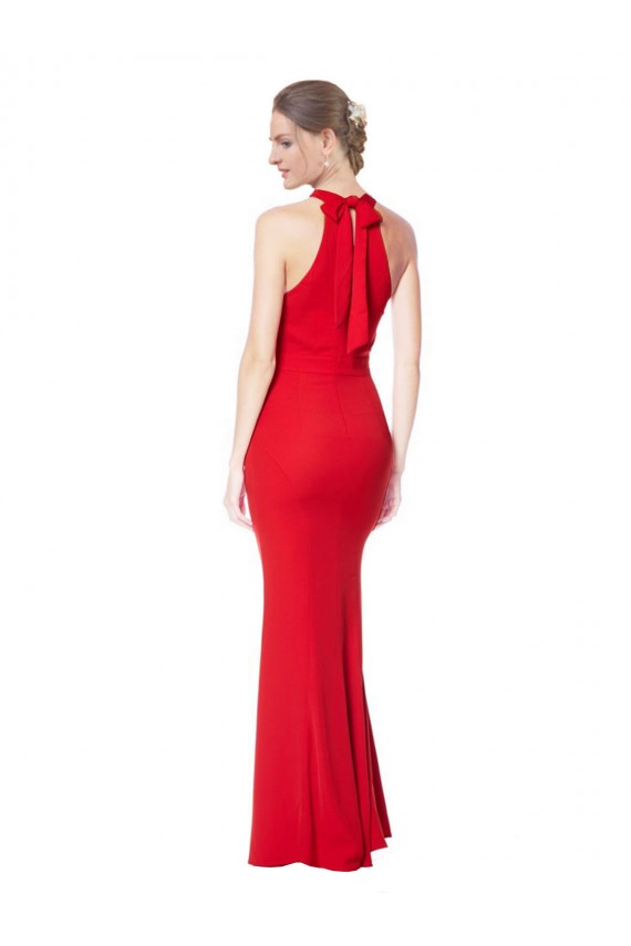 Stretch Crepe Halter Neck Long Sleeveless Prom Dress / Bridesmaid Dress Norwich