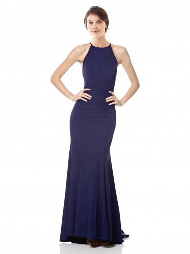 Stretch Crepe Halter Neck Long Sleeveless Bridesmaid Dress / Formal Dress Norwich