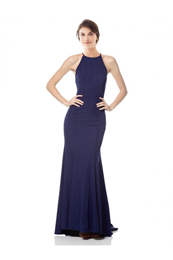 Stretch Crepe Halter Neck Long Sleeveless Bridesmaid Dress / Formal Dress Norwich