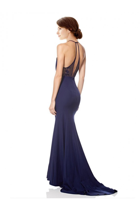 Stretch Crepe Halter Neck Long Sleeveless Bridesmaid Dress / Formal Dress Norwich