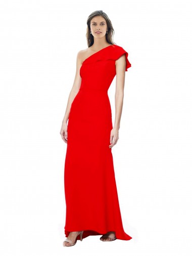 Red Stretch Crepe One Shoulder Long Sleeveless Formal Dress / Bridesmaid Dress Norwich