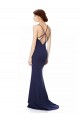 Open Back Navy Blue Stretch Crepe Halter Neck Long Sleeveless Formal Evening Gown / Prom Dress / Bridesmaid Dress Norwich