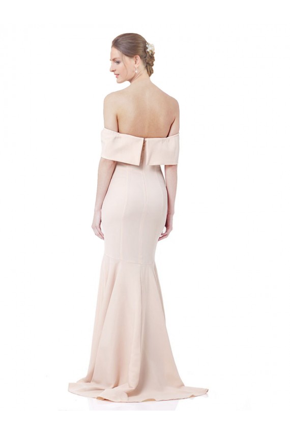 Nude Stretch Crepe Off the Shoulder Long Sleeveless Formal Evening Gown / Prom Dress / Bridesmaid Dress Norwich