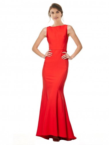Open Back Stretch Crepe Halter Neck Long Sleeveless Bridesmaid Dress / Evening Gowns Norwich