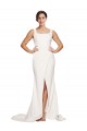 Low Back Stretch Crepe Square Neck Sweep Train Sleeveless Semi Formal Evening Dress / Prom Dress / Bridesmaid Dress Norwich