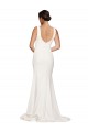 Low Back Stretch Crepe Square Neck Sweep Train Sleeveless Semi Formal Evening Dress / Prom Dress / Bridesmaid Dress Norwich
