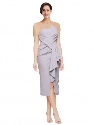Low Back Stretch Crepe Strapless Cocktail Length Sleeveless High Low Evening Gown / Prom Dress / Bridesmaid Dress Norwich