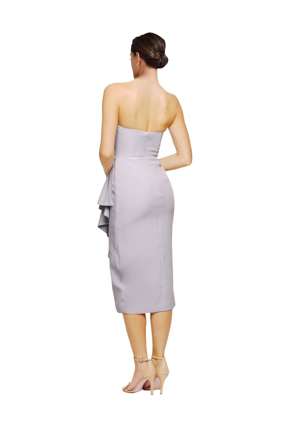 Low Back Stretch Crepe Strapless Cocktail Length Sleeveless High Low Evening Gown / Prom Dress / Bridesmaid Dress Norwich