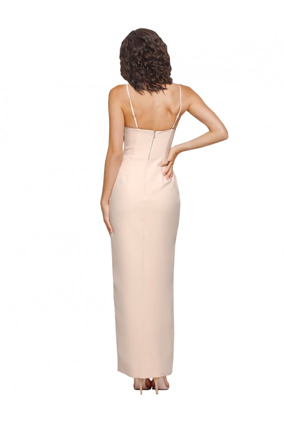 Low Back Nude Stretch Crepe Strapless Long Sleeveless Semi Formal Evening Dress / Prom Dress / Bridesmaid Dress Norwich