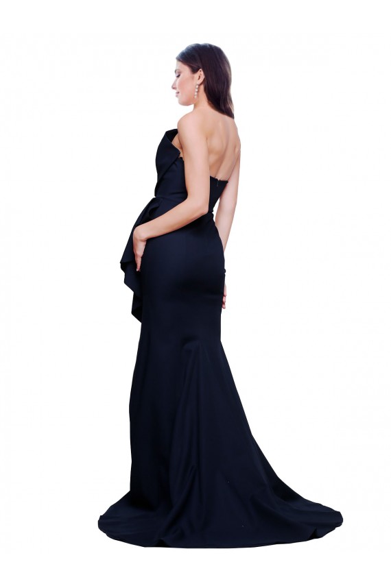 Low Back Stretch Crepe Strapless Sweep Train Sleeveless Semi Formal Evening Dress / Prom Dress / Bridesmaid Dress Norwich