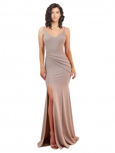 Low Back Stretch Crepe V-Neck Long Sleeveless Black Tie Evening Gown / Prom Dress / Bridesmaid Dress Norwich