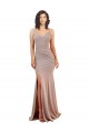 Low Back Stretch Crepe V-Neck Long Sleeveless Black Tie Evening Gown / Prom Dress / Bridesmaid Dress Norwich