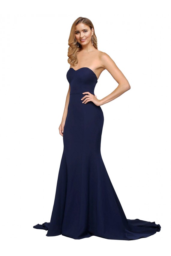 Low Back Stretch Crepe Sweetheart Sweep Train Sleeveless Formal Evening Gown / Prom Dress / Bridesmaid Dress Norwich