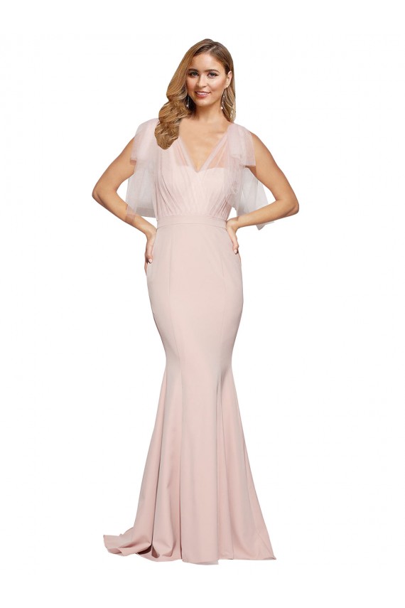 Low Back Stretch Crepe & Tulle Sweetheart Long Sleeveless Formal Dress / Bridesmaid Dress Norwich