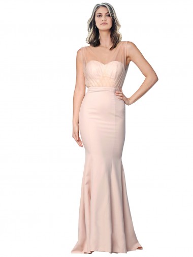 Low Back Stretch Crepe & Tulle Sweetheart Long Sleeveless Formal Evening Gown / Prom Dress / Bridesmaid Dress Norwich