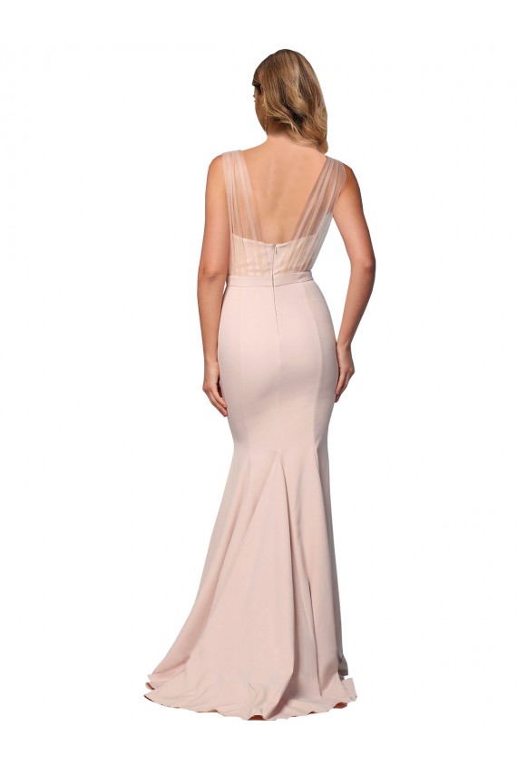 Low Back Stretch Crepe & Tulle Sweetheart Long Sleeveless Formal Evening Gown / Prom Dress / Bridesmaid Dress Norwich