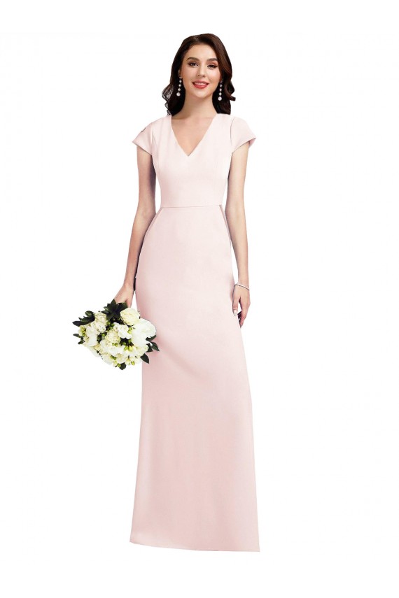 Stretch Crepe V-Neck Long Cap Sleeves Formal Evening Gown / Prom Dress / Bridesmaid Dress Norwich