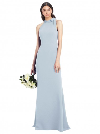 Open Back Stretch Crepe Bow Neck Long Sleeveless Semi Formal Evening Dress / Prom Dress / Bridesmaid Dress Norwich