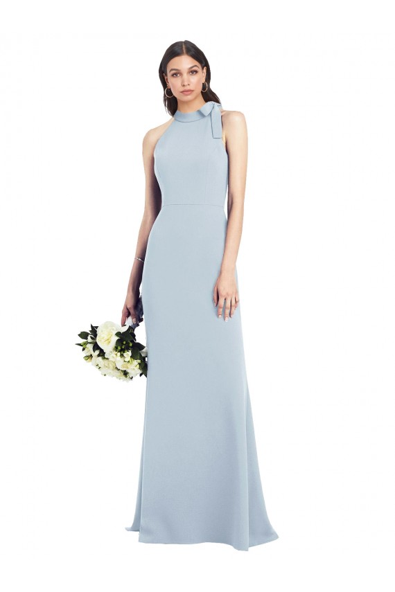 Open Back Stretch Crepe Bow Neck Long Sleeveless Semi Formal Evening Dress / Prom Dress / Bridesmaid Dress Norwich