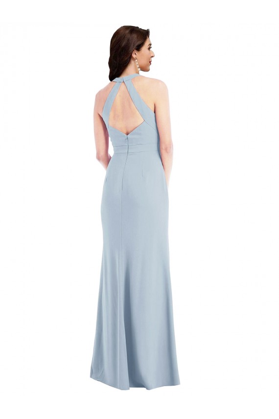 Open Back A-Line Stretch Crepe Halter Neck Long Sleeveless Formal Evening Gown / Prom Dress / Bridesmaid Dress Norwich
