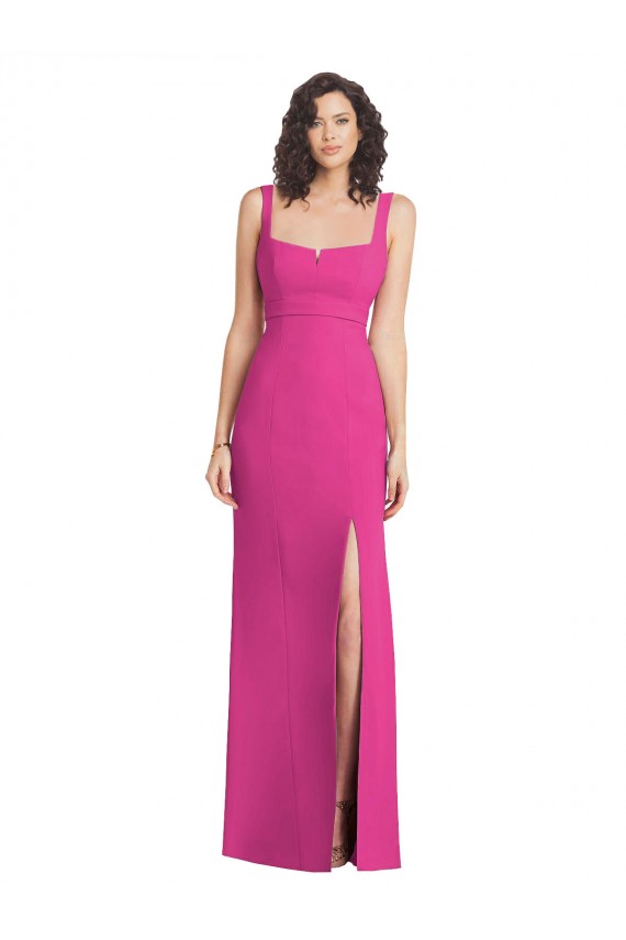 Low Back Stretch Crepe Square Neck Long Sleeveless Semi Formal Evening Dress / Prom Dress / Bridesmaid Dress Norwich