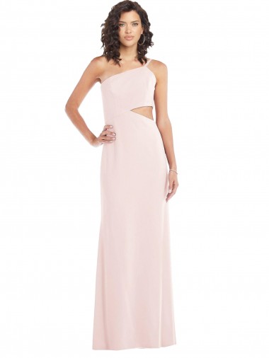 Pink Stretch Crepe One Shoulder Long Sleeveless Formal Evening Gown / Prom Dress / Bridesmaid Dress Norwich