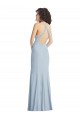 Open Back Light Sky Blue Stretch Crepe Halter Neck Long Sleeveless Formal Evening Gown / Prom Dress / Bridesmaid Dress Norwich