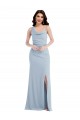 Light Sky Blue Stretch Crepe One Shoulder Long Sleeveless Formal Dress / Bridesmaid Dress Norwich