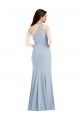 Light Sky Blue Stretch Crepe One Shoulder Long Sleeveless Formal Dress / Bridesmaid Dress Norwich