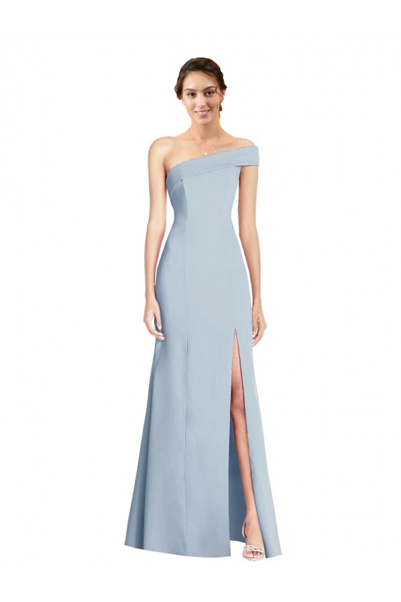 Light Sky Blue Stretch Crepe Off the Shoulder Long Sleeveless Formal Evening Gown / Prom Dress / Bridesmaid Dress Norwich