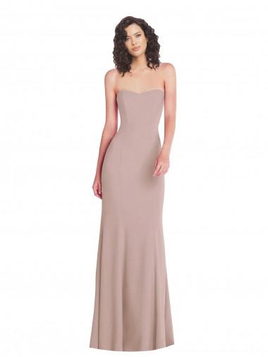 Dusty Pink Stretch Crepe Sweetheart Long Sleeveless Formal Dress / Bridesmaid Dress Norwich