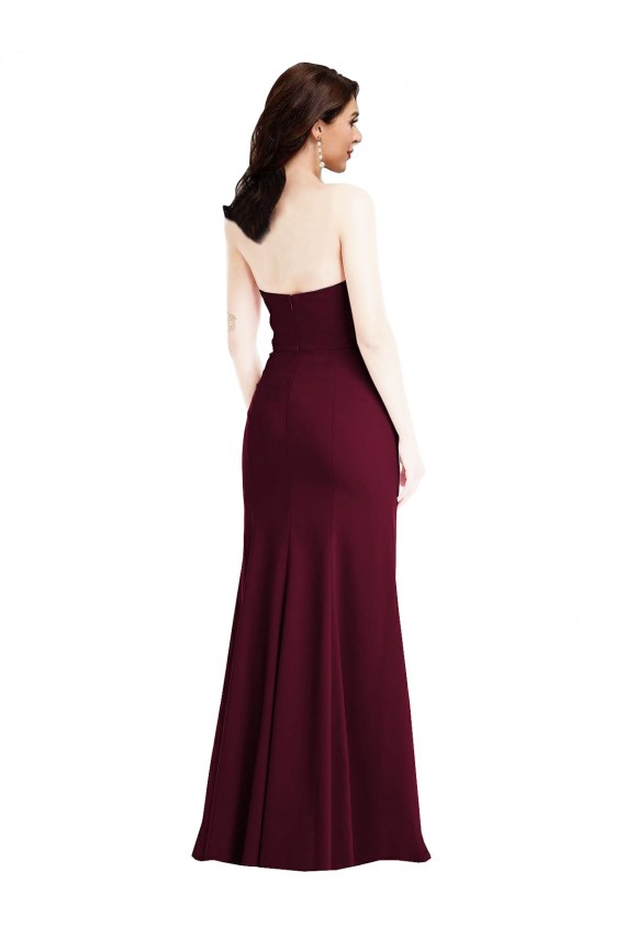 Burgundy Gold Stretch Crepe Strapless Long Sleeveless Semi Formal Evening Dress / Prom Dress / Bridesmaid Dress Norwich