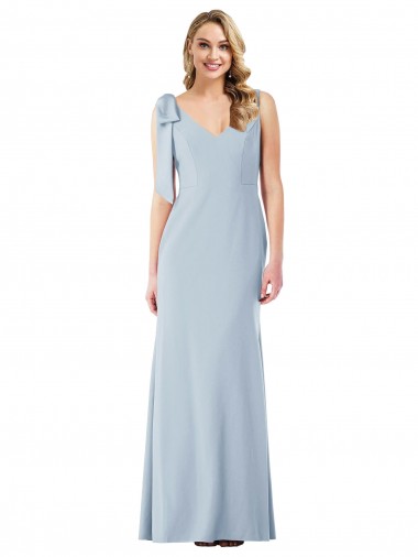 V-Back Stretch Crepe V-Neck Long Sleeveless Semi Formal Evening Dress / Prom Dress / Bridesmaid Dress Norwich