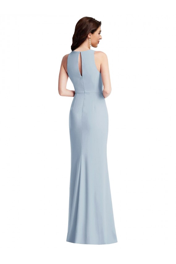 Stretch Crepe Halter Neck Long Sleeveless Formal Dress / Bridesmaid Dress Norwich